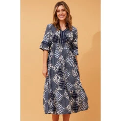 GILMA PATCHWORK BOHO MIDI DRESS -Printedcarpetus f6a27e0ef4a16ff13df9a5e0bd619002