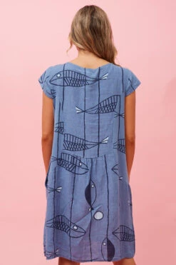 RIMINI TRIBAL PRINT LINEN DRESS -Printedcarpetus f70e49ee1607ddcedfe2033da1d144ea