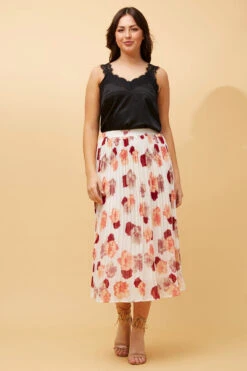 REESE FLORAL PLEATED MIDI SKIRT -Printedcarpetus f77a83968711c4ebc21c9ec8a6f1c0ed