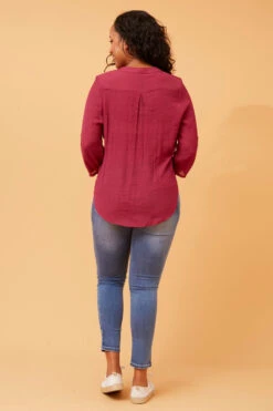 AMITY ROLL UP SLEEVE DRAPE TOP -Printedcarpetus f986648a49ed1048ae4e16be068c989f