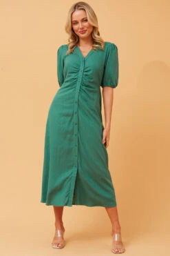 EMIKO BUTTON FRONT LINEN DRESS