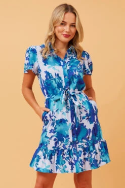 OLIVE FLORAL SHORT DRESS -Printedcarpetus fb3d80767ba866f4225abe3cb400a8c7