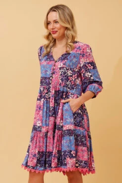 ARRAN PATCHWORK FLORAL BOHO DRESS -Printedcarpetus fe52872d2c320b10f046bbaf2079390a
