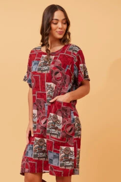 VINE ABSTRACT PRINT SHIFT DRESS -Printedcarpetus ff2018dd1145e20cc4d616ec88f2d2b0